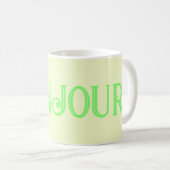 Green Bonjour Pastel Mug de café jaune (Devant droit)