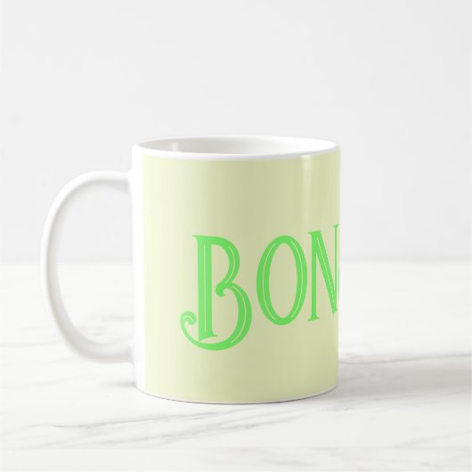 Green Bonjour Pastel Mug de café jaune (Gauche)