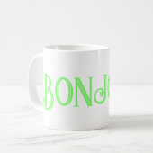 Green Bonjour White Coffee Mug (Devant gauche)