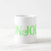 Green Bonjour White Coffee Mug (Centre)