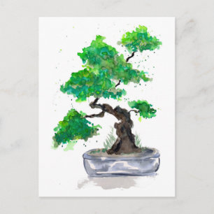 Green Bonsai Waterverf Briefkaart