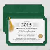 Green Border Diploma met Tassel Afstuderen Uitnodi Kaart (Voorkant / Achterkant)