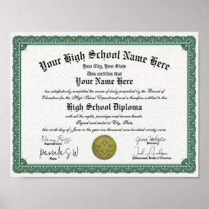 Green Border High / Home School Diploma Poster