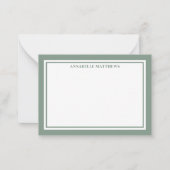Green Border Minimalist Name Monogram Notitiekaartje (Voorkant)