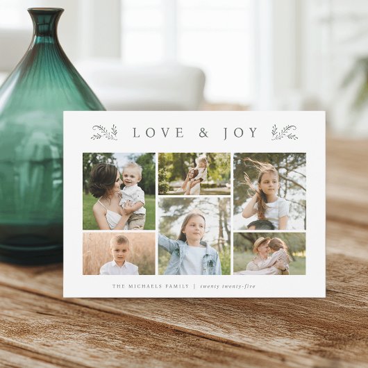 Green Botanical 6 Fotocollage Feestdagenkaart