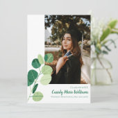 Green Botanical Elegant Graduation Faire-part (Debout devant)