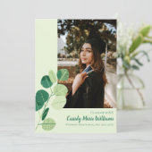 Green Botanical Elegant Graduation Faire-part (Debout devant)