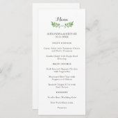 Green Botanical Feuille Menu Mariage (Devant / Derrière)