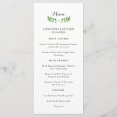Green Botanical Feuille Menu Mariage (Devant)