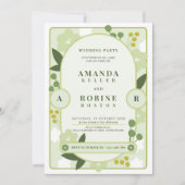 Green Botanical Garden Wedding Invitation (Devant)