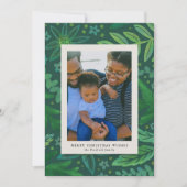 Green Botanical kerstfotokaart (Voorkant)