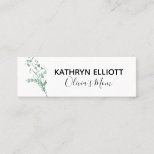 Green Botanical Mam Play Date Mini Calling Card Contactkaartje