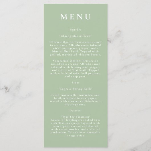 Green Botanical Modern Mariage Menu (Devant)