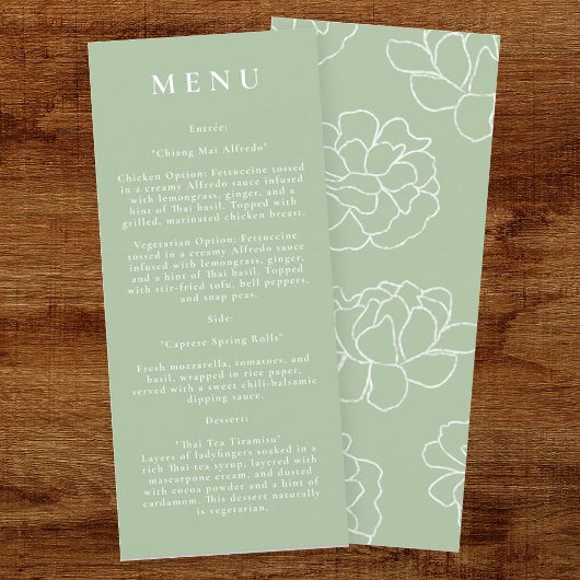 Green Botanical Modern Mariage Menu