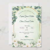 Green Botanical Wedding Invitation with Eucalyptus (Devant)
