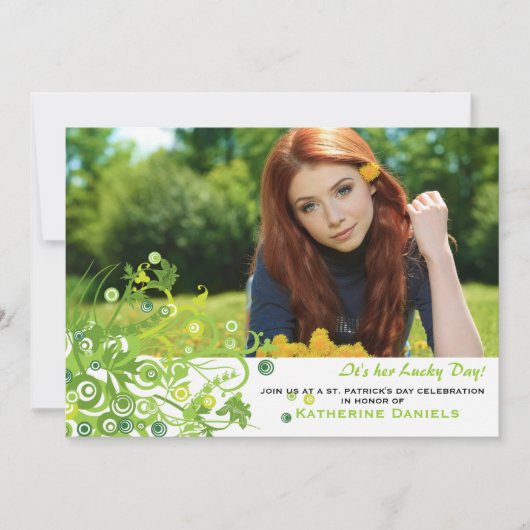 Green Bouquet Photo Invitation Kaart (Voorkant)