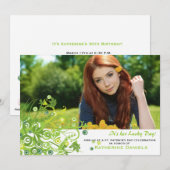 Green Bouquet Photo Invitation Kaart (Voorkant / Achterkant)