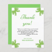 Green Bow Bridal Shower Thank You Card (Voorkant / Achterkant)