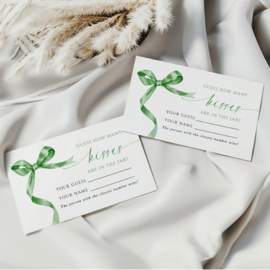 Green Bow Combien de baisers Douche Carte de jeu