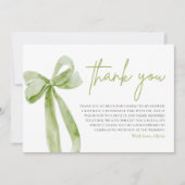 Green Bow Elle noue le noeud Carte de remerciement (Devant)