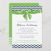 Green Bow en Zigzag Baby shower Kaart (Voorkant / Achterkant)