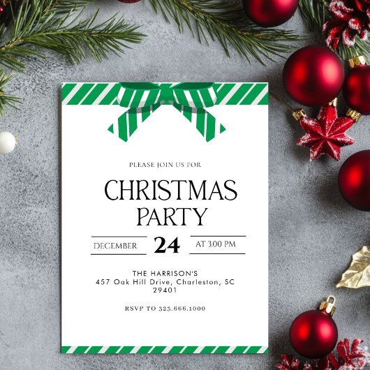 Green Bow Holiday Kerstdiner Kaart