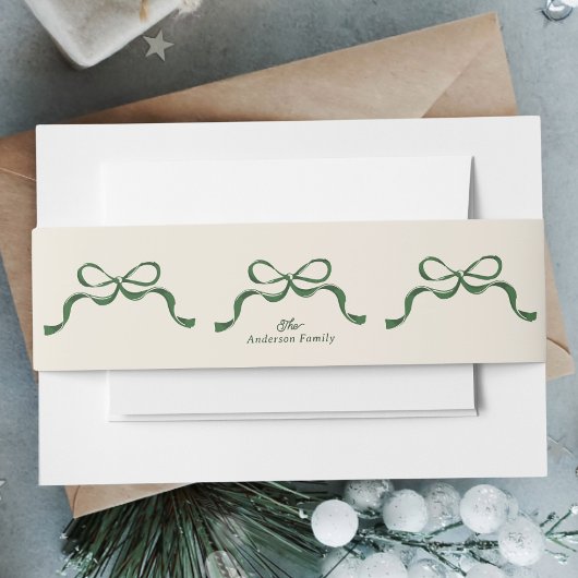 Green Bow Invitation Belly Band Uitnodigingen Wikkel