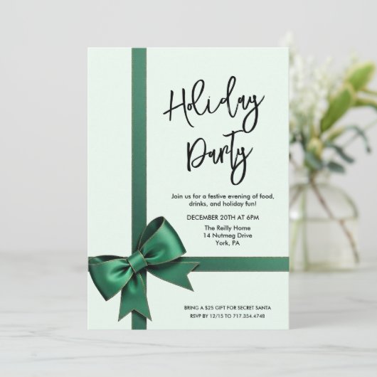 Green Bow Invitation de Noël (Debout devant)