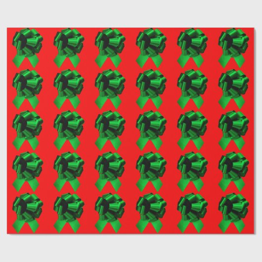 Green Bow Red Wrapping Paper Cadeaupapier (Vlak)