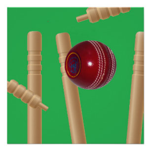 Green bowled bij cricket, perfect poster