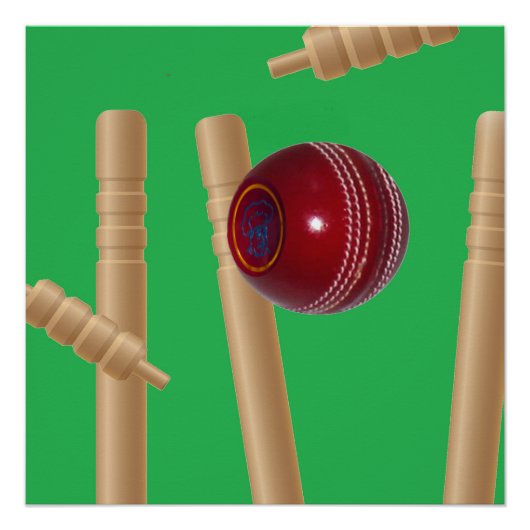 Green bowled bij cricket, perfect poster (Voorkant)