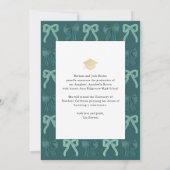 Green Bows Photo Message Graduation Announcement Kaart (Achterkant)