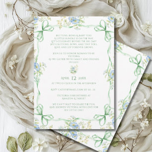 Green Bows Ribbons & Floral Lijst Baby shower Kaart