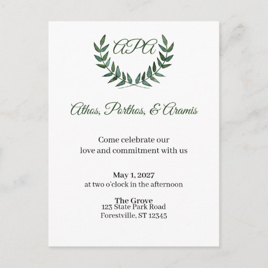 Green Branches Invitation (Devant)
