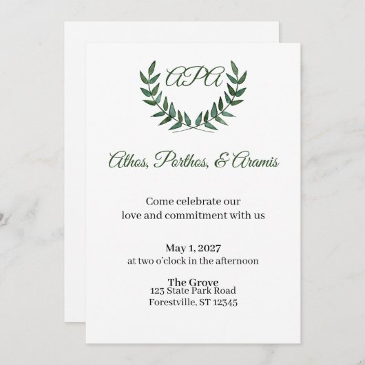 Green Branches Invitation Kaart (Voorkant / Achterkant)