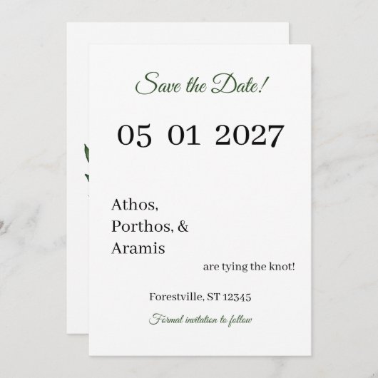 Green Branches Save the Date (Devant / Derrière)