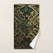 Green Bronze Ornamental Pset Decorting Pattern Bad Handdoek (Handdoek)