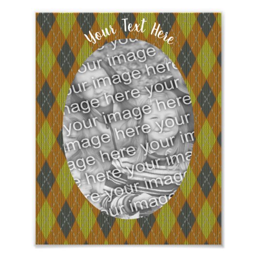 Green Brown Argyle Design Lijst Sjabloon Foto Pri Foto Afdruk (Voorkant)