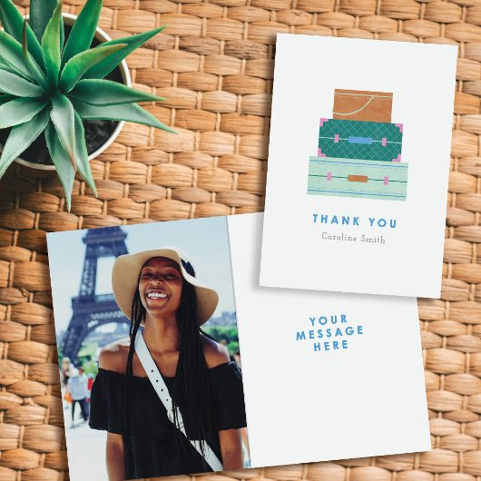 Green Brown Blue Bagages Adieu Carte de remercieme