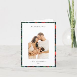 Green Brown Floral Pattern Feestdagen Kaart