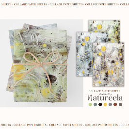 Green Brown Gray Abstract Collage Inpakpapier Vel