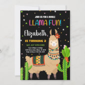 Green Brown Llama Fun Llama Invitations Anniversai (Devant)