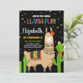 Green Brown Llama Fun Llama Invitations Anniversai (Debout devant)