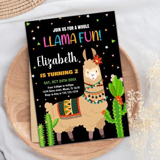 Green Brown Llama Fun Llama Invitations Anniversai