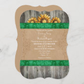 Green Brown Rustic Sunflower Mariage Invitation (Devant / Derrière)