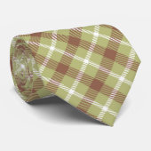 Green, Brown & White Plaid Men's Tie Stropdas (Opgerold)