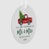 Green Brush Script First Kerstmis  Truck Ornament (voorkant)