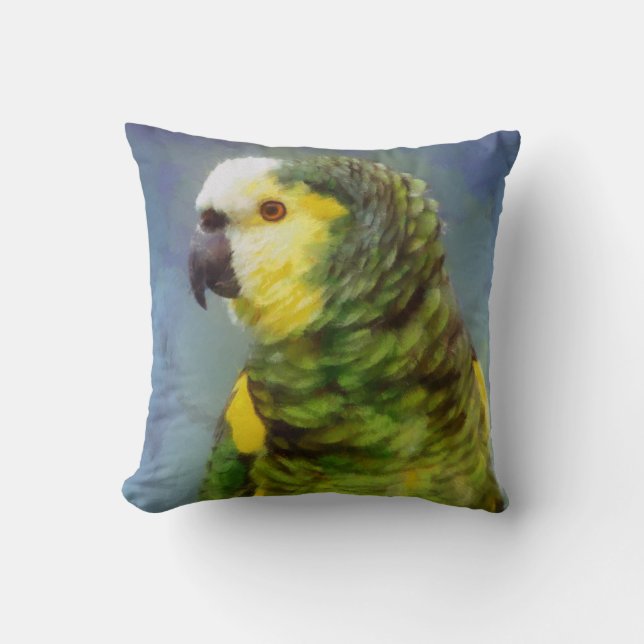 Green Budgerigar Kussen (Voorkant)