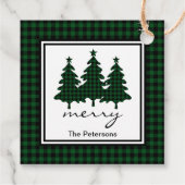 Green Buffalo Check Pine Trees Bedankjes Labels (Achterkant)