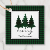 Green Buffalo Check Pine Trees Bedankjes Labels (Voorkant)